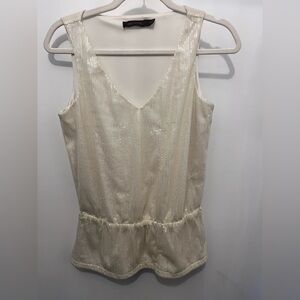 The Limited Sequin Sleeveless Cream Top